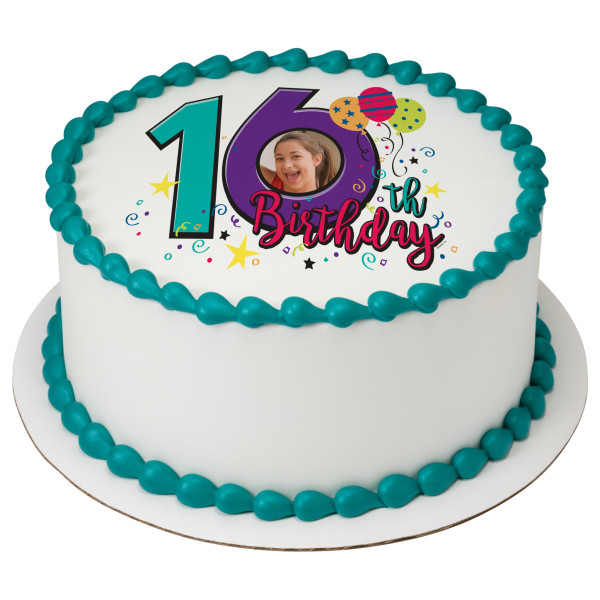 Happy 16th Birthday PhotoCake® Edible Image® Frame