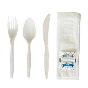 Boardwalk, Six-Piece Cutlery Kit, Mediumweight, 5.86", Plastic, White