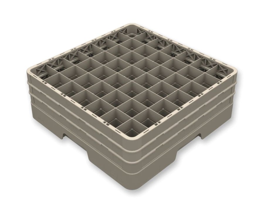 Open Flap Rack 49-compartment rack full size polypropylene in beige with three extenders