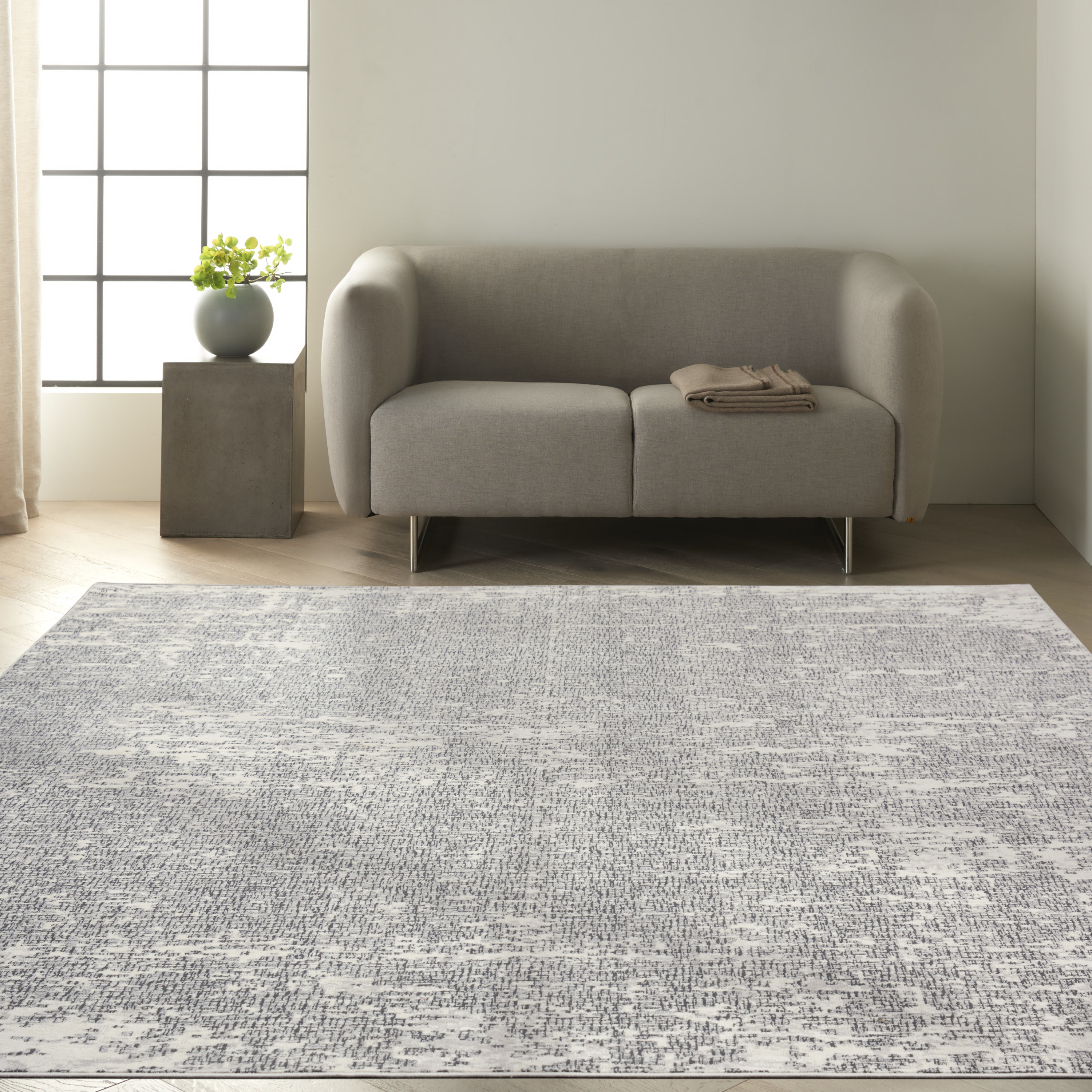 Calvin Klein CK970 Vapor 9' x 12' Ivory Black Modern Indoor Rug