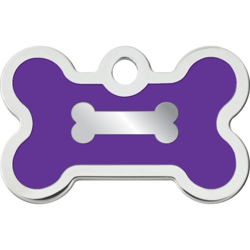 Chrome Bone with Purple Epoxy Small Bone QuickTag Designs Decorative Engraving Custom