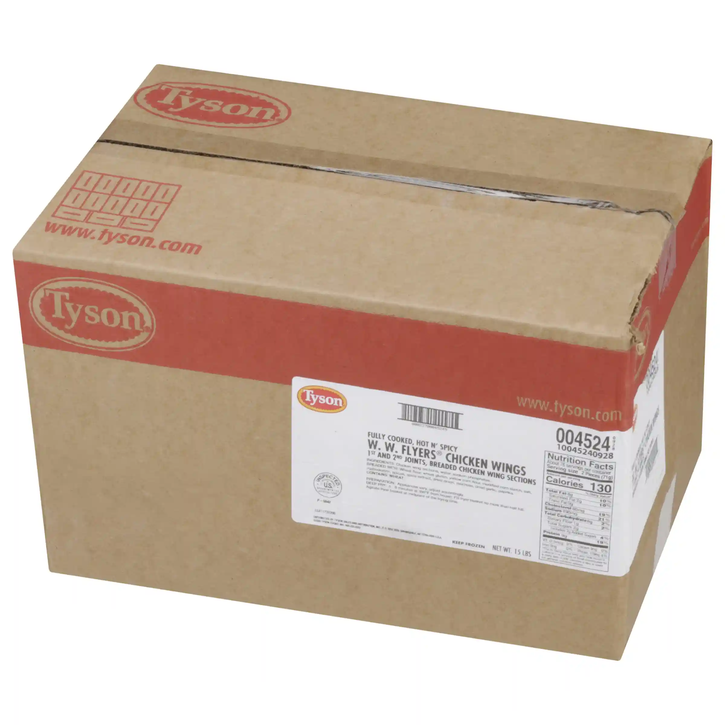 Tyson® W.W. Flyers® Fully Cooked Breaded Hot & Spicy Bone-In Chicken Wing Sections, Small_image_5