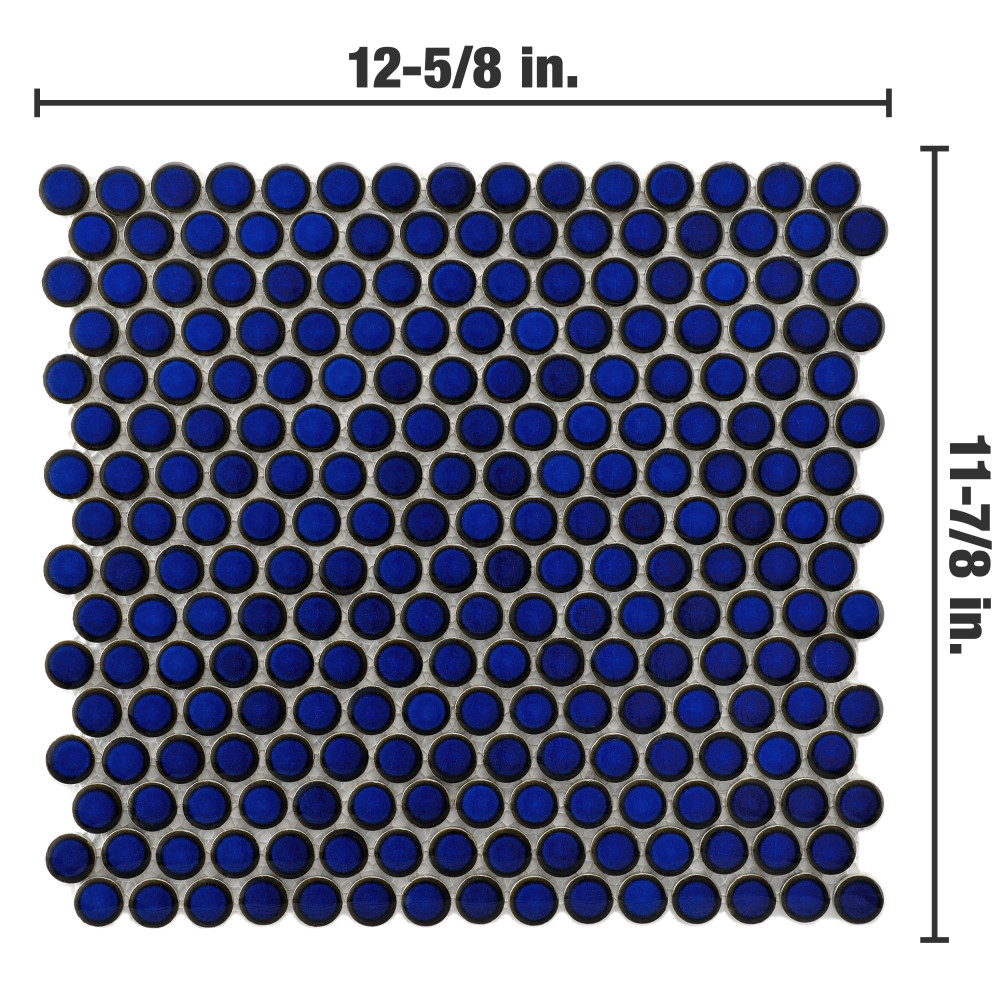 Sample – Hudson Penny Round Blue Eye Porcelain Mosaic Tile