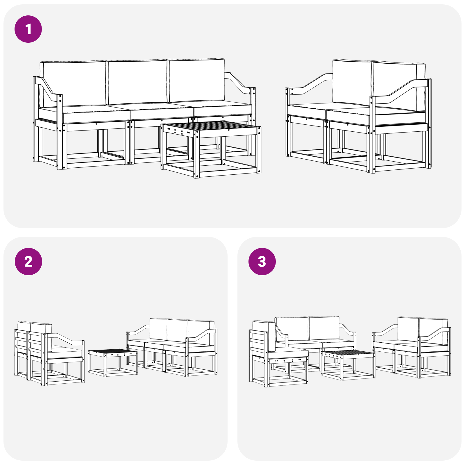 vidaXL Outdoor-Sofagarnitur mit Kissen 6 pcs Natur und Beige – Bild 7