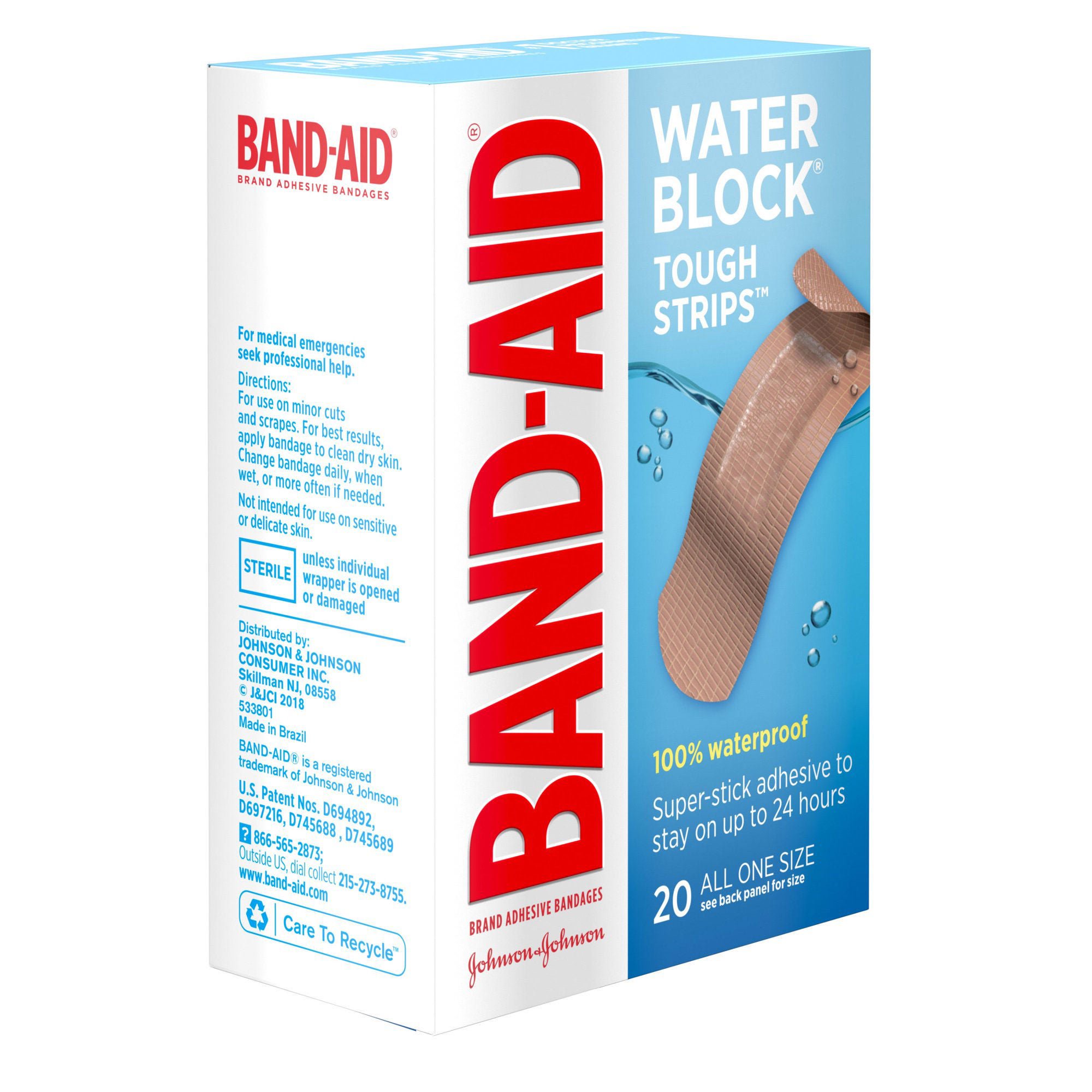 Band-Aid® Water Block Tough Strips Bandages 1 x 3.25 Inch