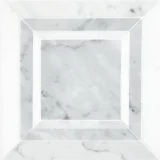 Pietra Visivo Collection Thassos Select Polished, Italian Carrara Light Select Polished, And Italian Carrara Dark Select Polished 6×6 Regal Square Mosaic Polished