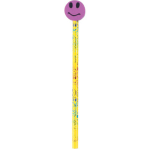 Pencil & Eraser Topper Write-Ons, Smiley Face, Pack of 36