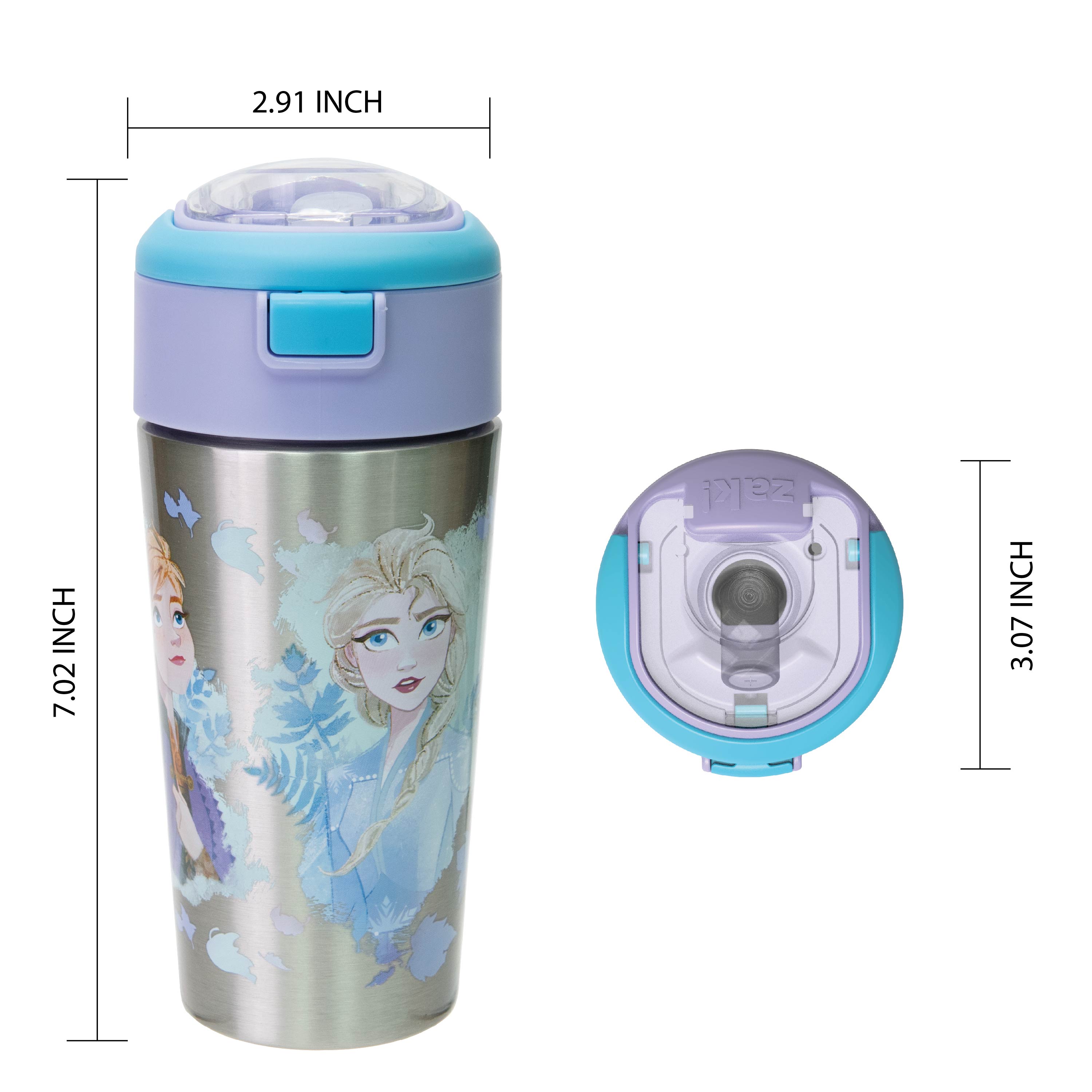 Disney Frozen 2 Movie 12 ounce Vacuum Insulated Reusable Stainless Steel Water Bottle, Anna, Elsa & Olaf slideshow image 6