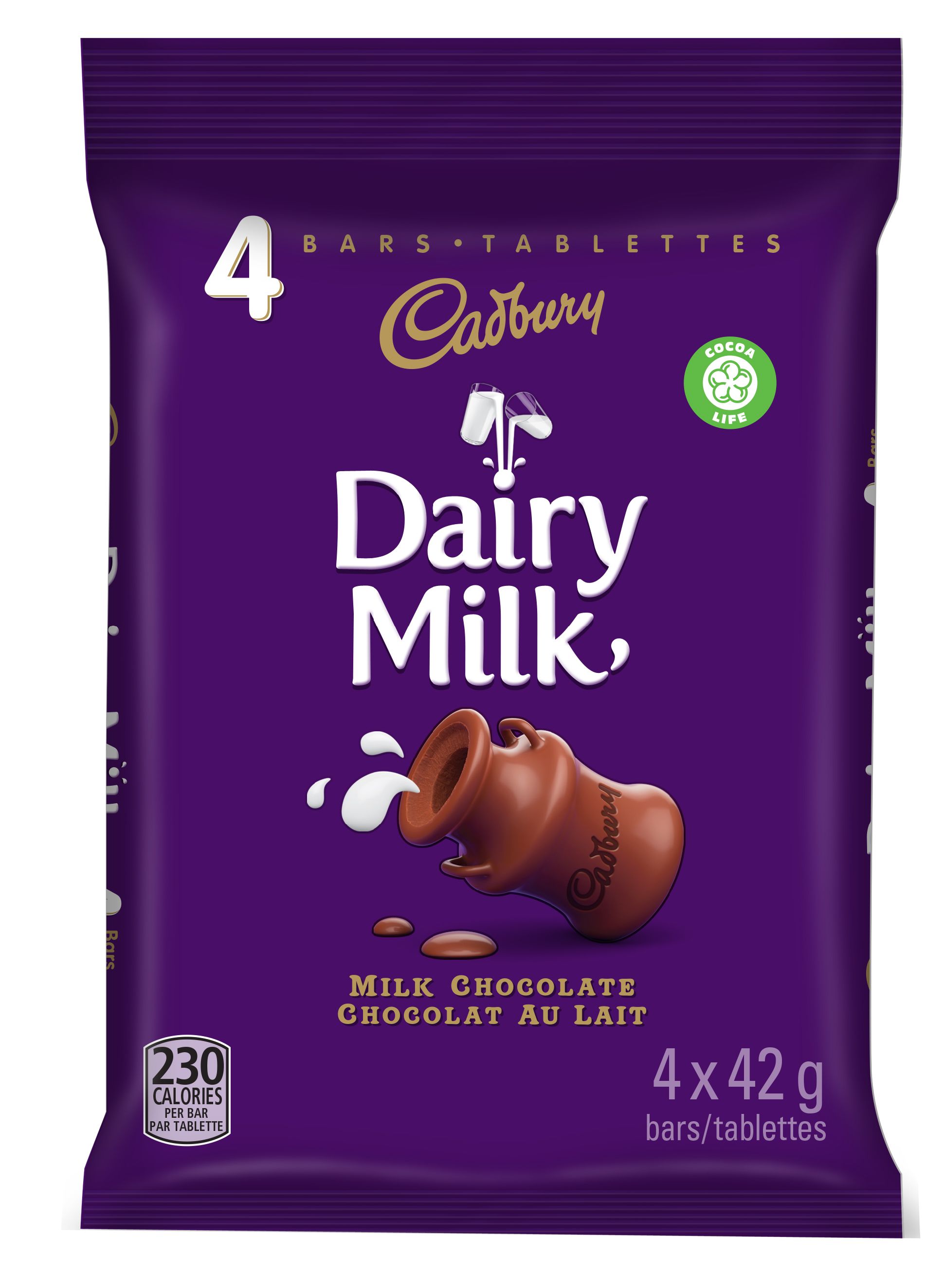 Snackworks | Cadbury Dairy Milk, Milk Chocolate, 4 Count, 168 g