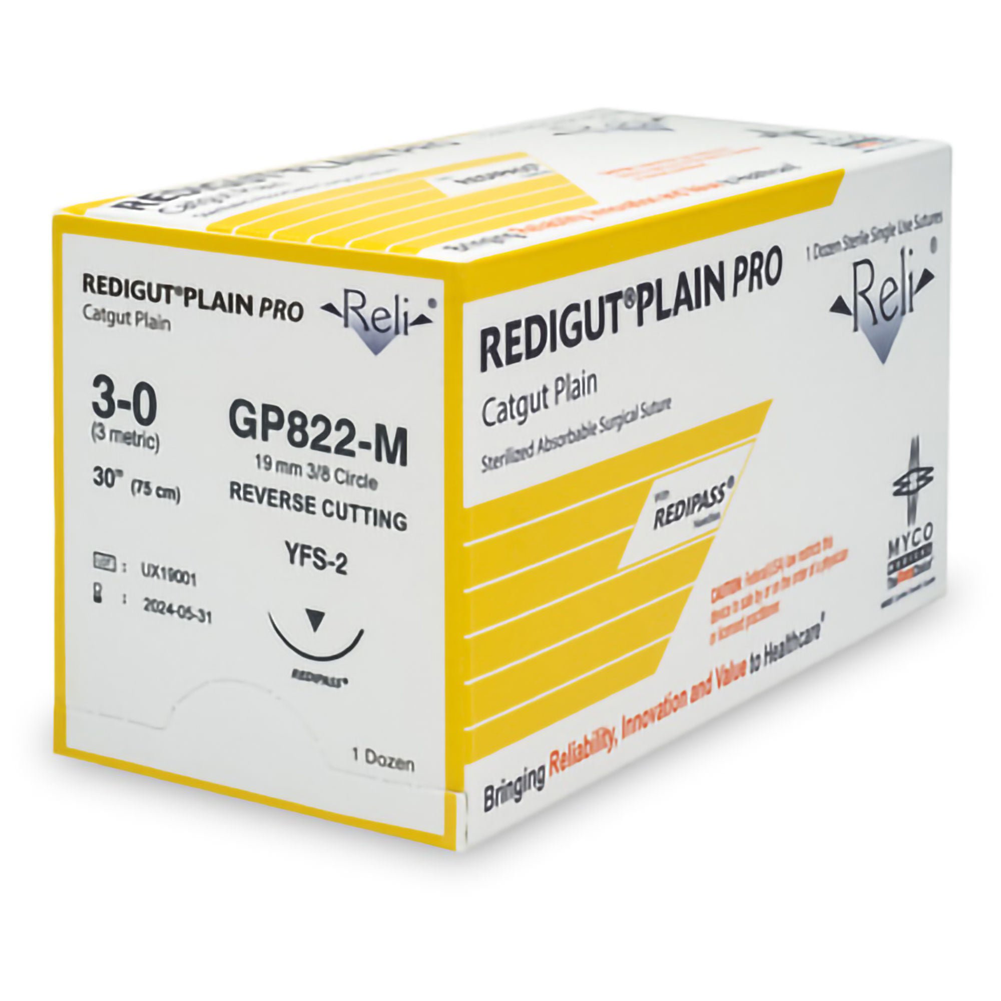 Myco Medical Supplies SUTURE, GUT PL 3-0 27" MFS2 (12/BX)