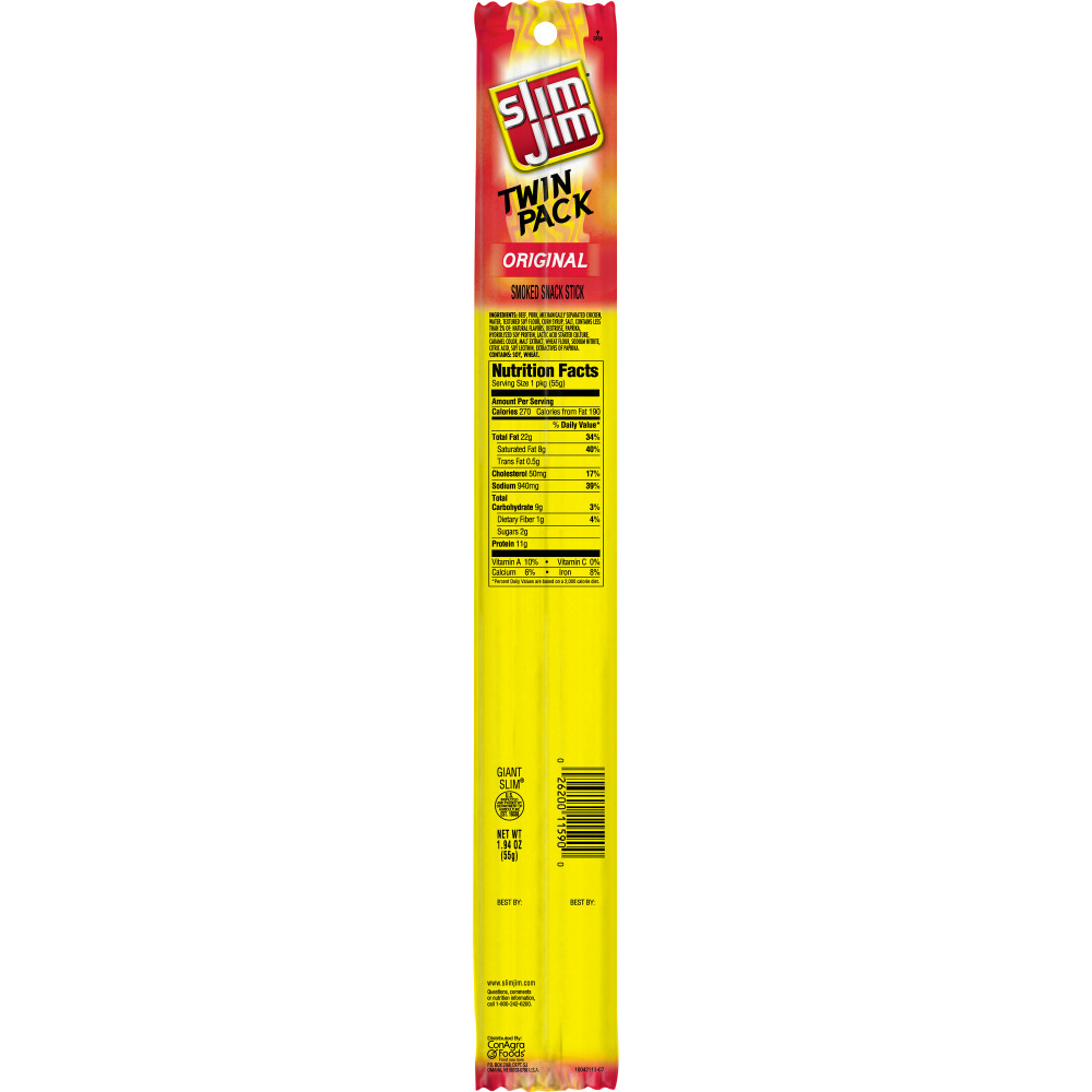 SLIM JIM Meat Stick Original Flavor Twin Pack Conagra Foodservice