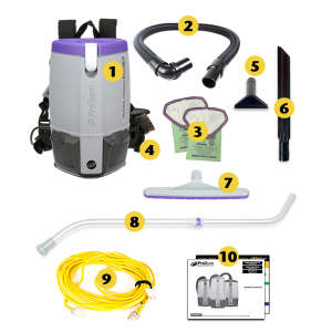 ProTeam, Super Coach Pro 6, w/ Xover Multi-Surface Telescoping Wand Tool Kit, 14", Backpack Vacuum
