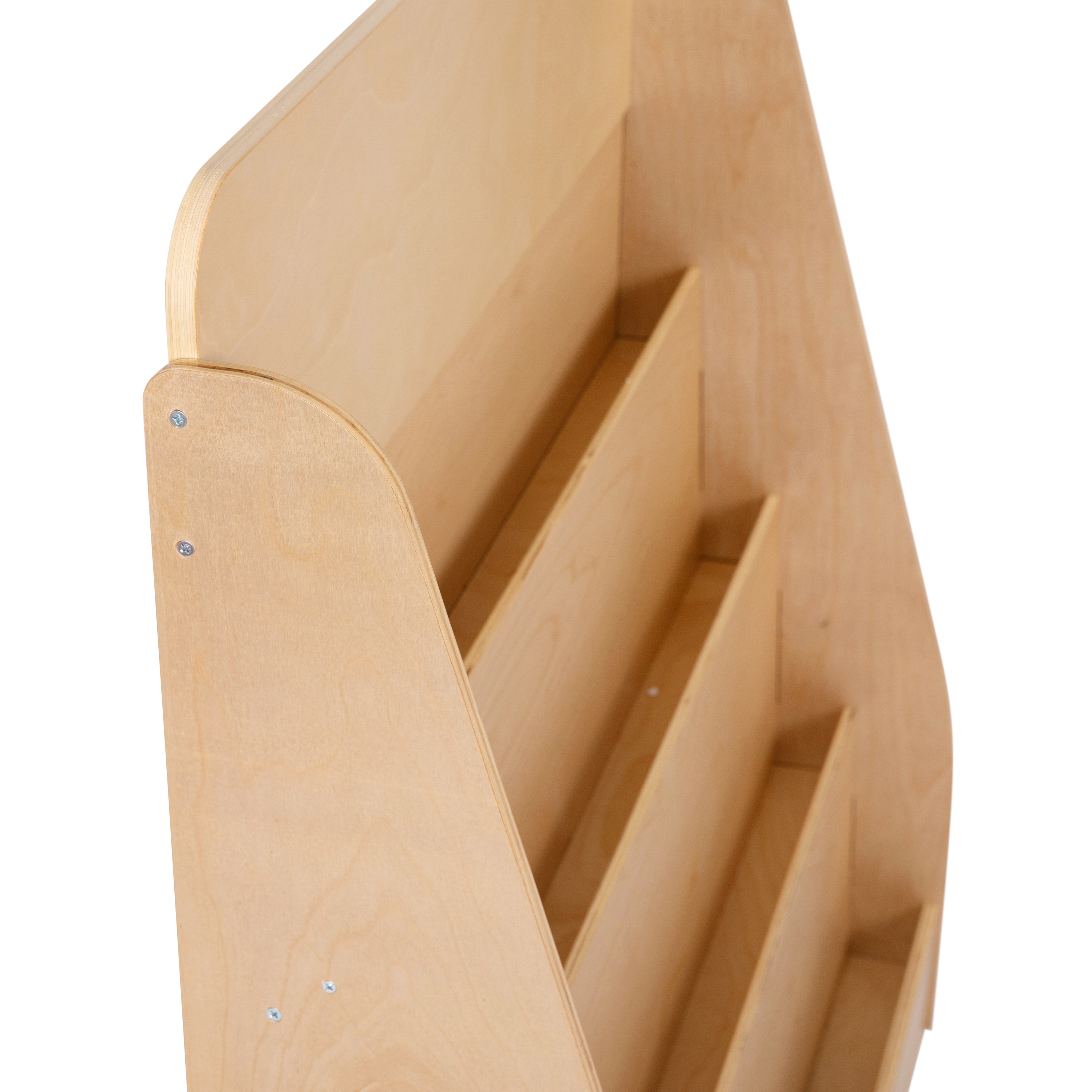 Estante de almacenamiento de libros de madera natural para niños con 4 listones de almacenamiento y apto para niños... - Imagen 10 de 12