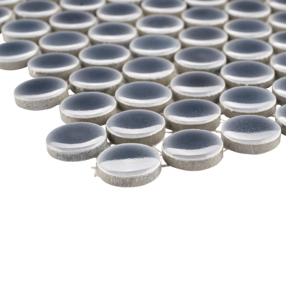 Sample – Hudson Penny Round Imperial Grey Porcelain Mosaic Tile