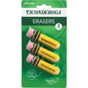 Erasers, Pencil Shaped, Yellow, 3 Count