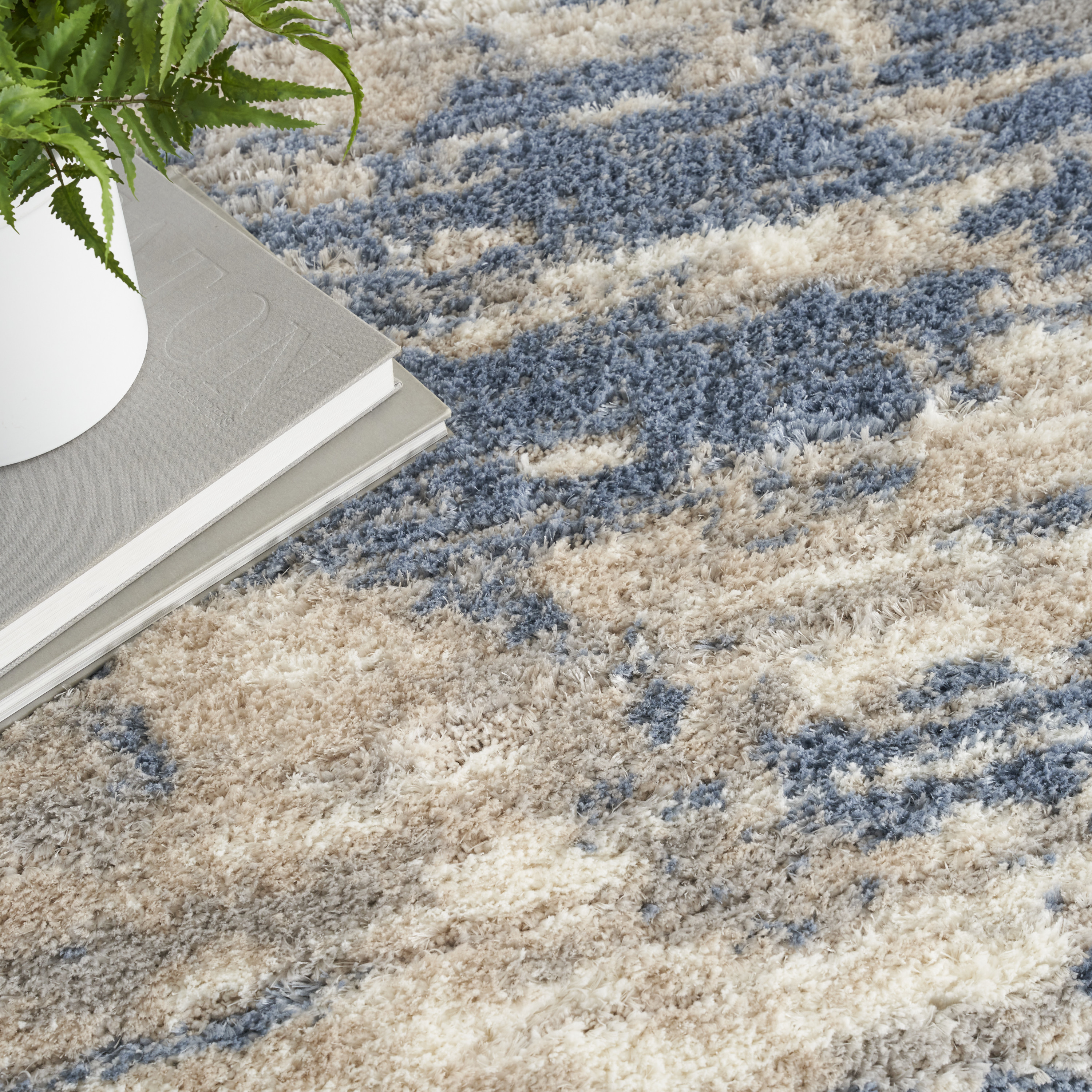 Nourison Dreamy Shag 5'3" x 7'3" Light Blue Grey Shag Indoor Rug