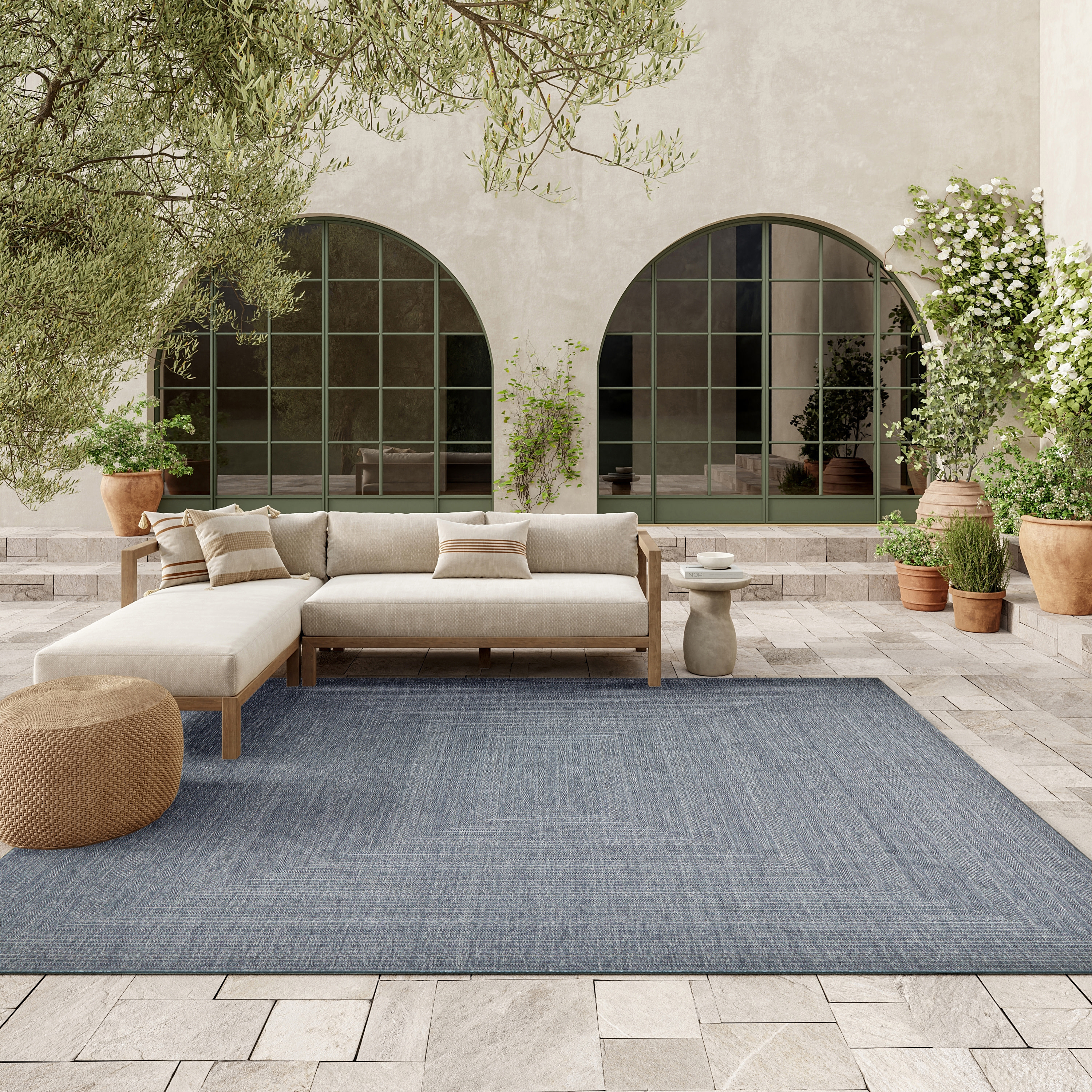 Nourison Tulum 10' x 14' Denim Outdoor Rug