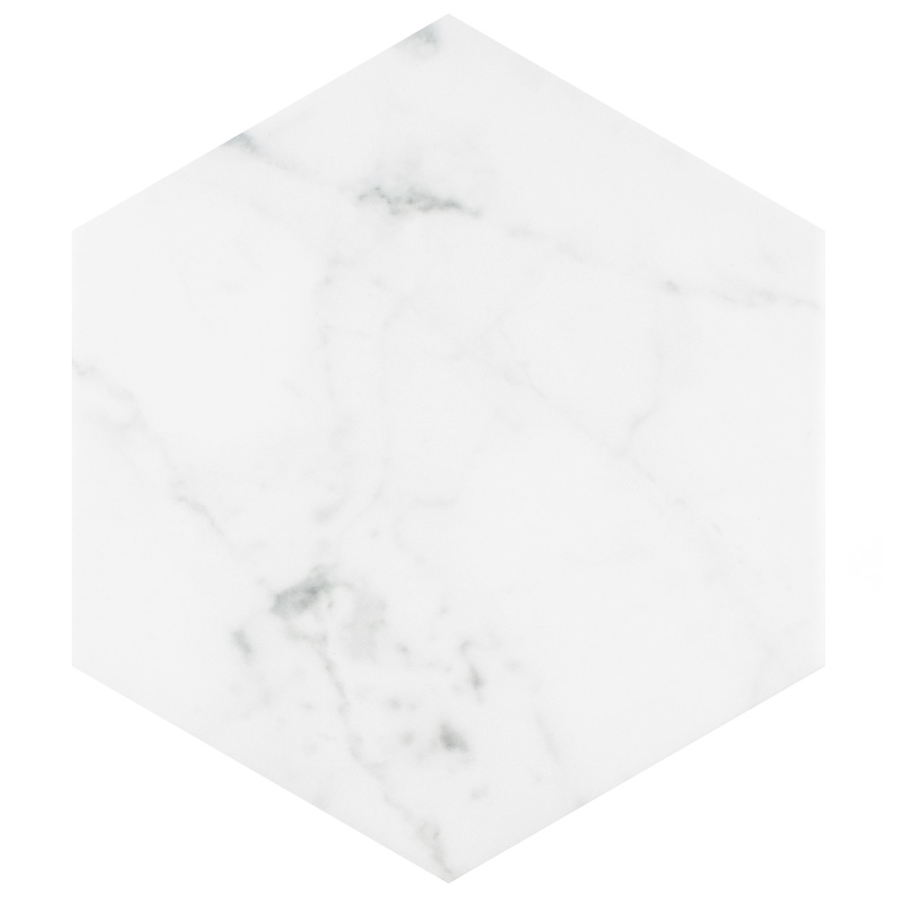 Classico Carrara Hexagon 7 in. x 8 in. Porcelain Floor and Wall Tile