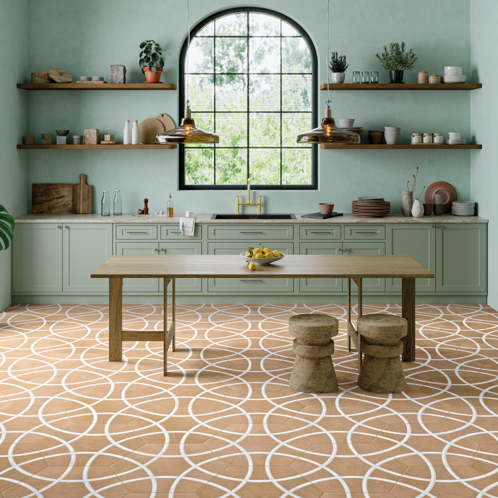Sample – Bari Hex Terra Deco Porcelain Floor and Wall Tile