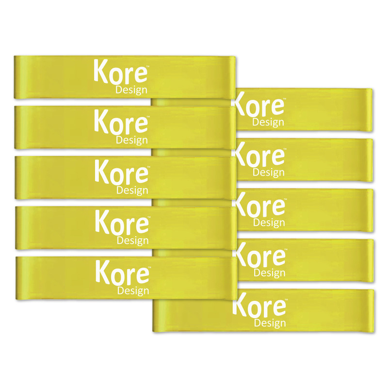 Fidget Kick Bands, Latex, 10" to 16", Yellow, Pack of 10