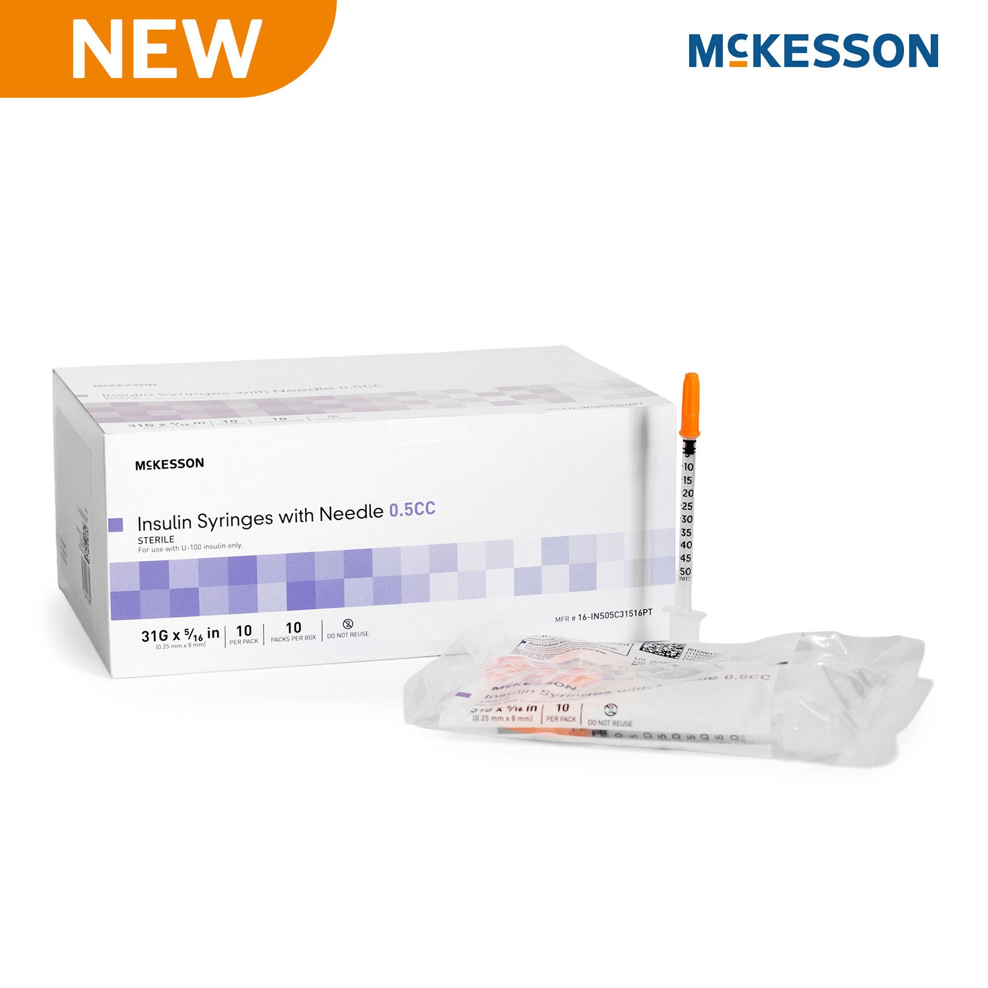 McKesson Brand SYRINGE, INSULIN 1/2CC 31GX5/16" (10EA/BG 10BG/BX 20BX/CS)