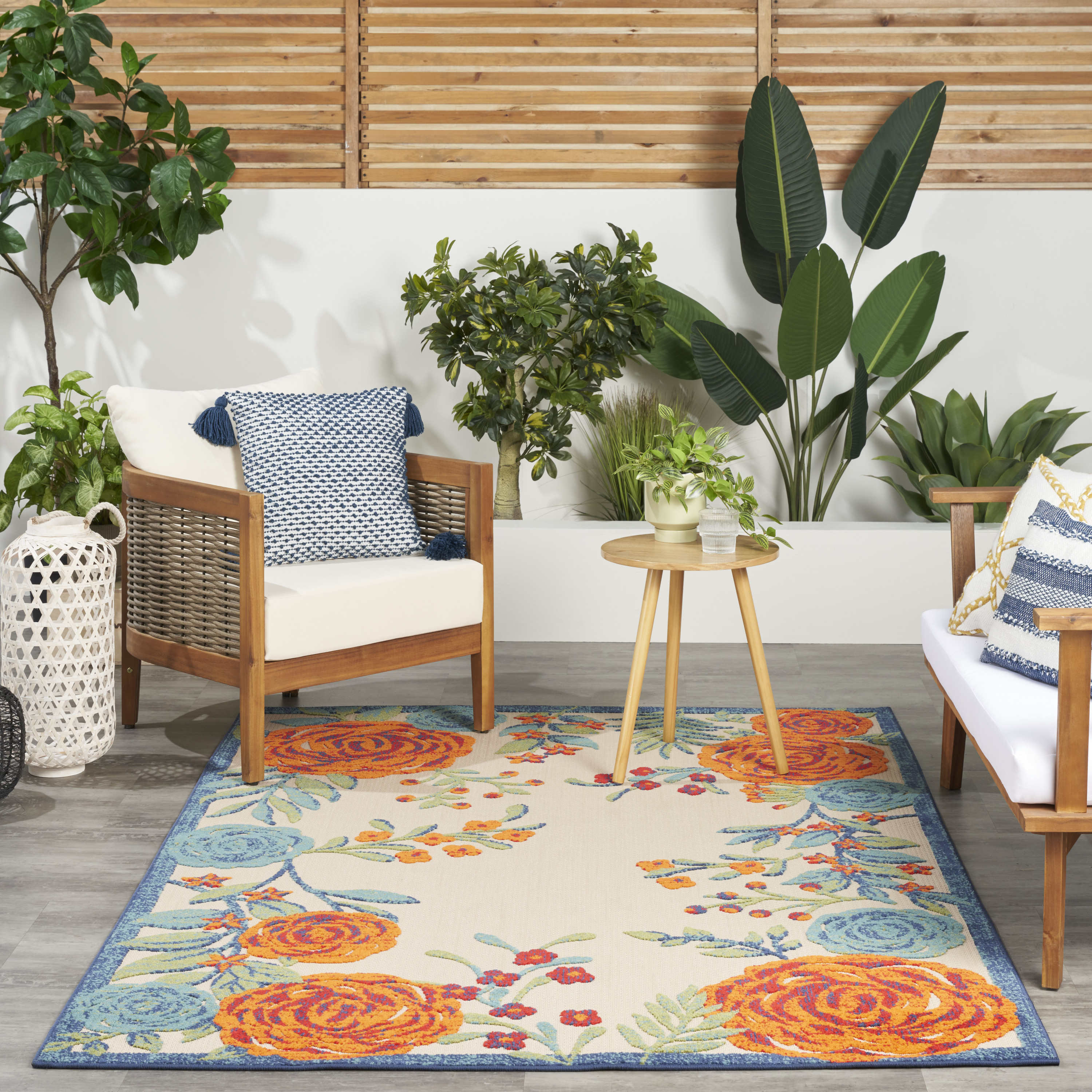 Nourison Aloha 6' x 9' Ivory Multicolor Outdoor Rug