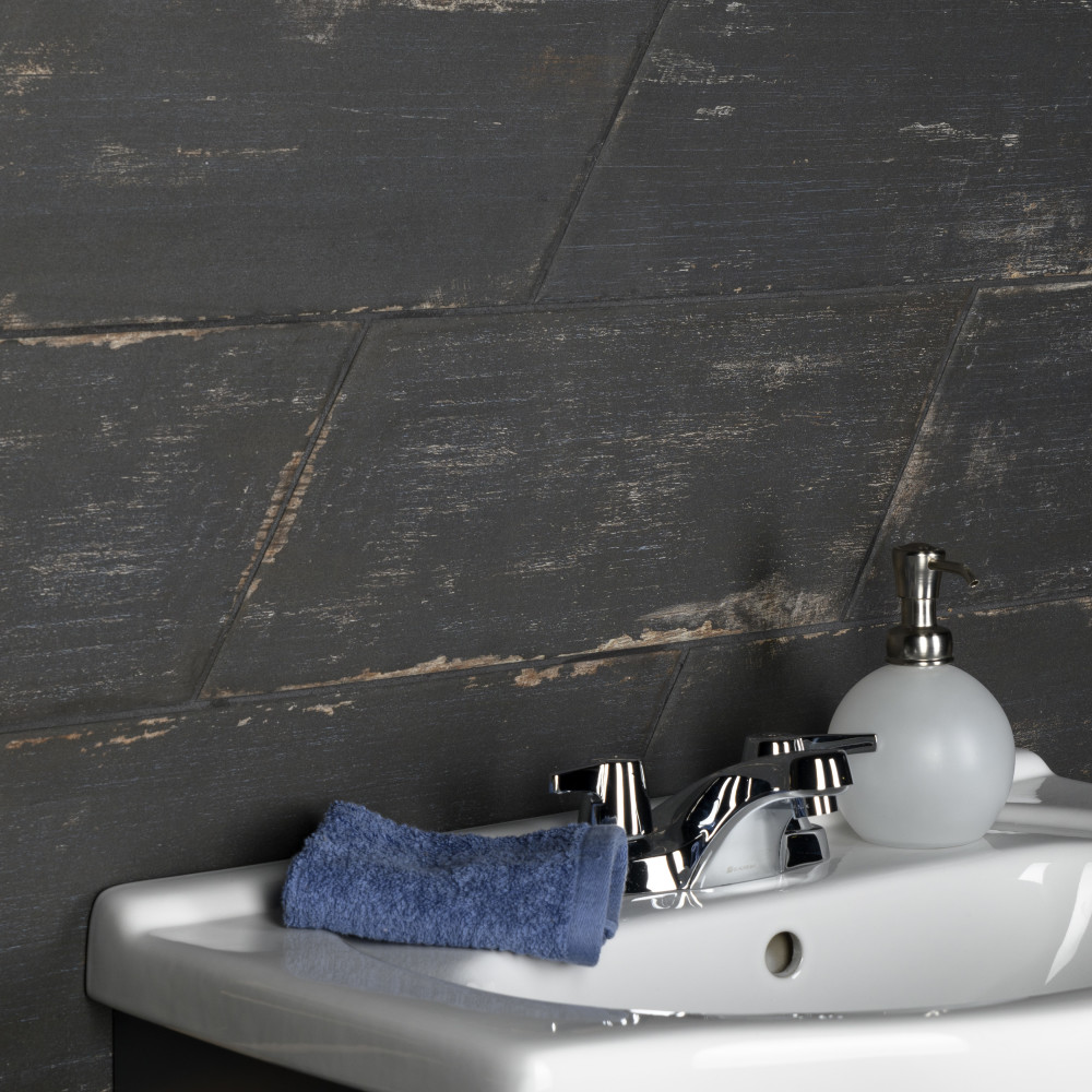 Retro Naveta Nero 7 in. x 16-3/8 in. Porcelain Floor and Wall Tile