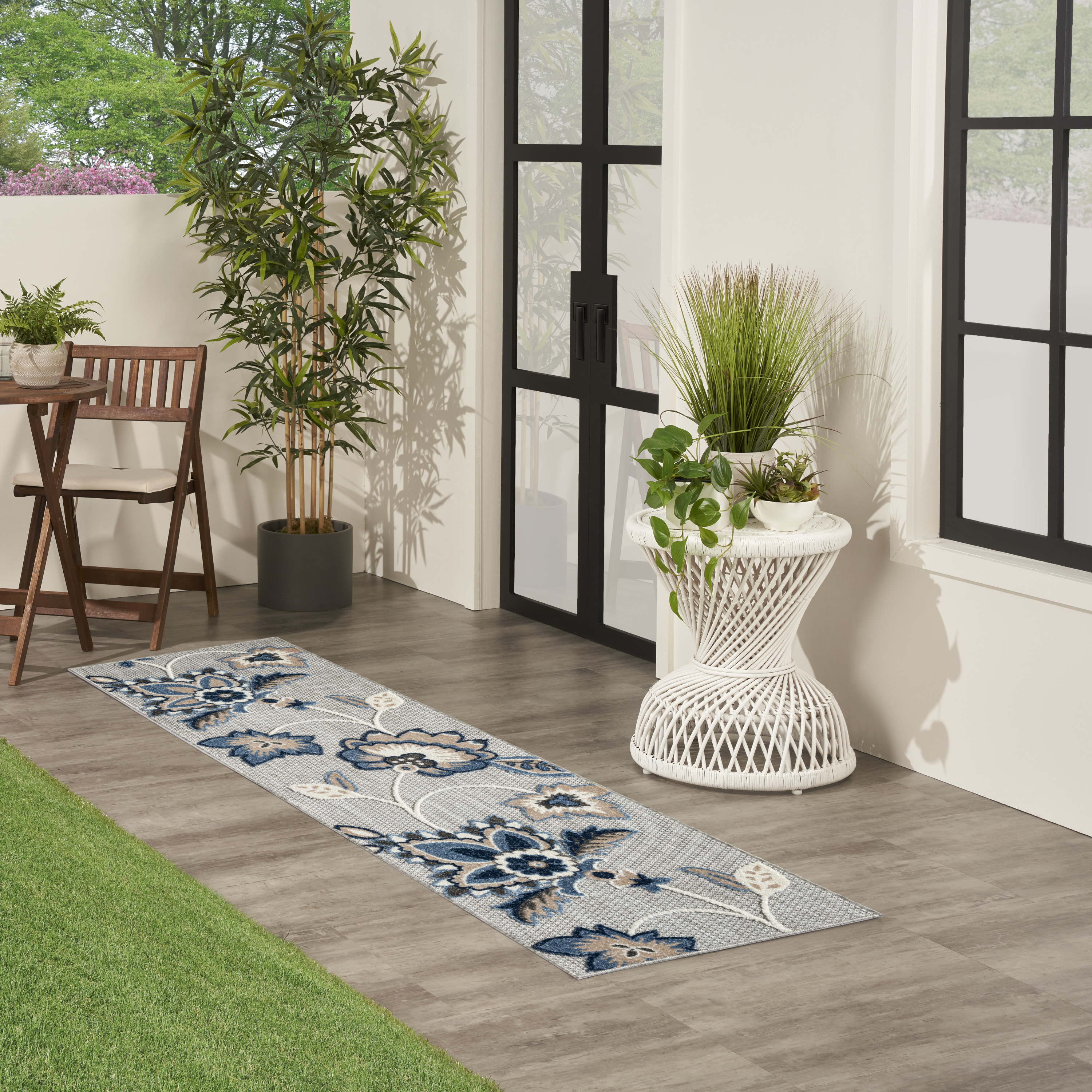 Nourison Aloha 2' x 6' Blue Grey Outdoor Rug