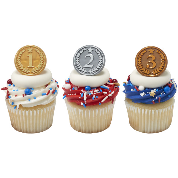 Gold, Silver, and Bronze Medal Foil Cupcake Rings