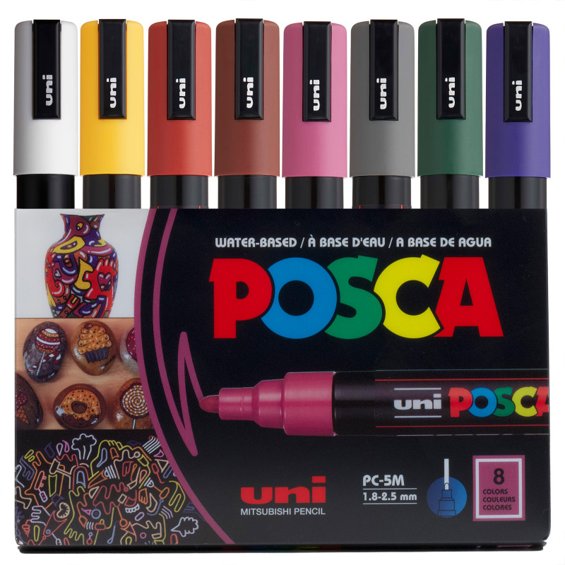 PC-5M Paint Markers, Medium Bullet Tip (1.8-2.5 mm), Dark Colors, Set of 8
