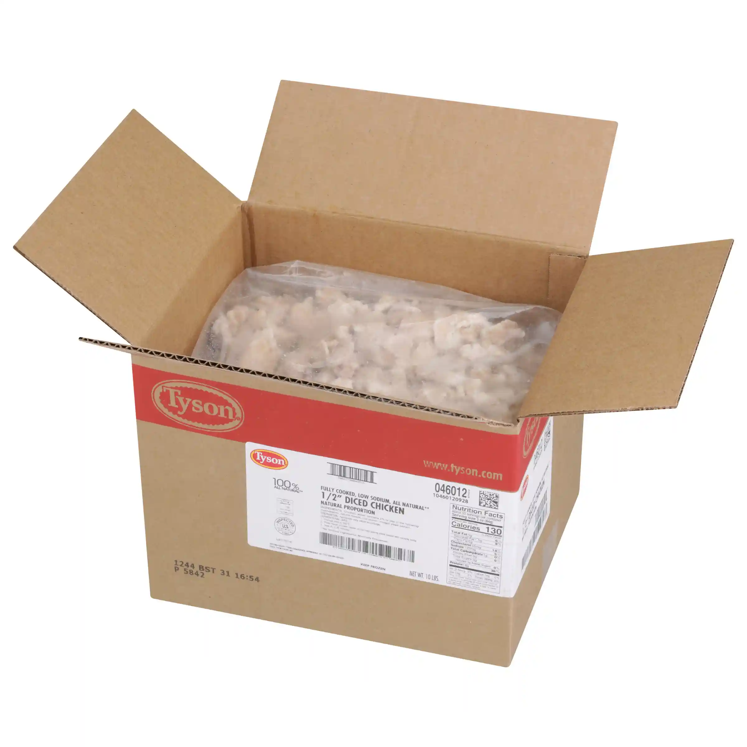 Tyson® Fully Cooked All Natural* Low Sodium Diced Chicken, Natural Proportion 60 White/40 Dark Meat, 0.5" _image_31
