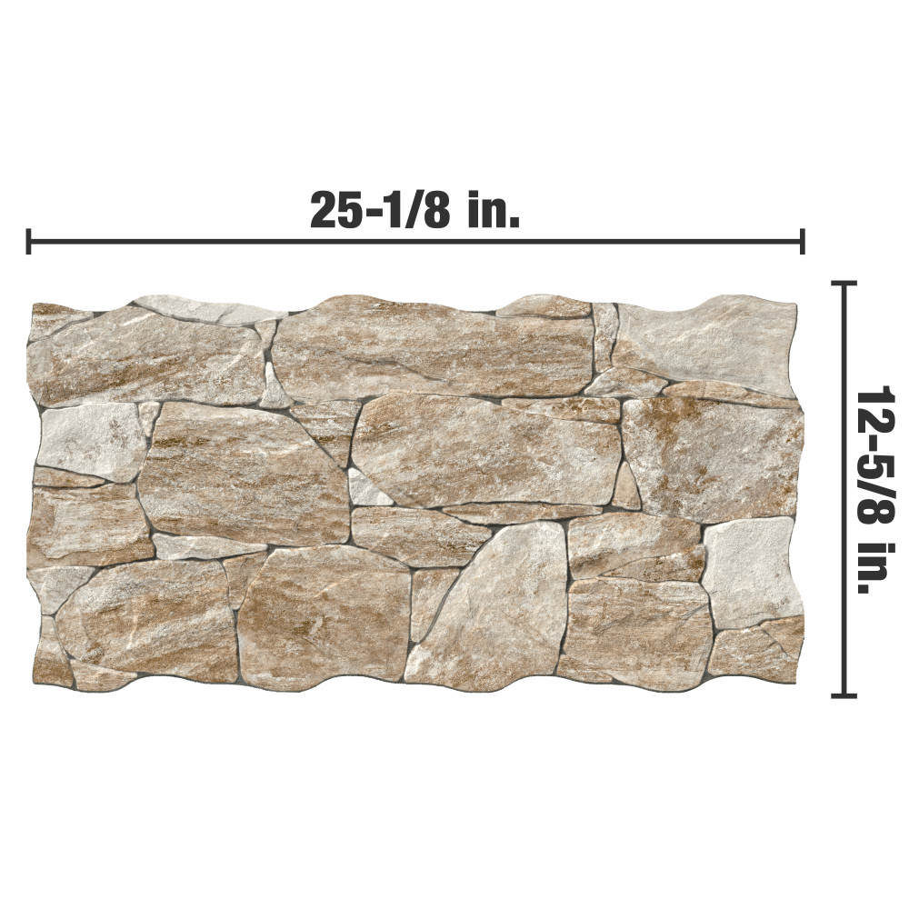 Caldera Roques Stone 12-5/8 in. x 25-1/8 in. Porcelain Floor and Wall Tile
