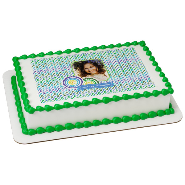 Azul Feliz Cumpleaños PhotoCake® Edible Image® Frame