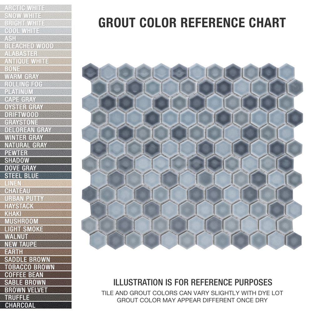 Sample – Hudson 1″ Hex Stillwater Porcelain Mosaic Tile