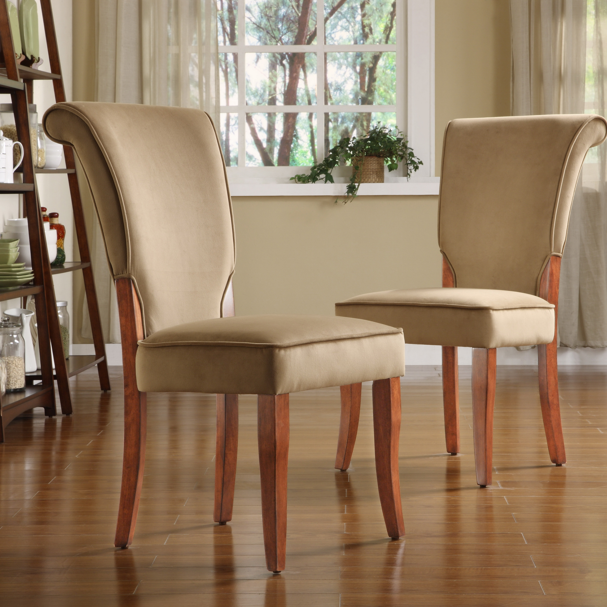 Velvet Upholstered Parsons Dining Chairs (Set of 2)