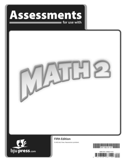BJU Press Math 2 Assessments 5th Edition