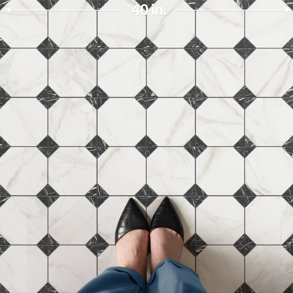 Merzoni Yard Marquina 13 in. x 13 in. Porcelain Floor and Wall Tile