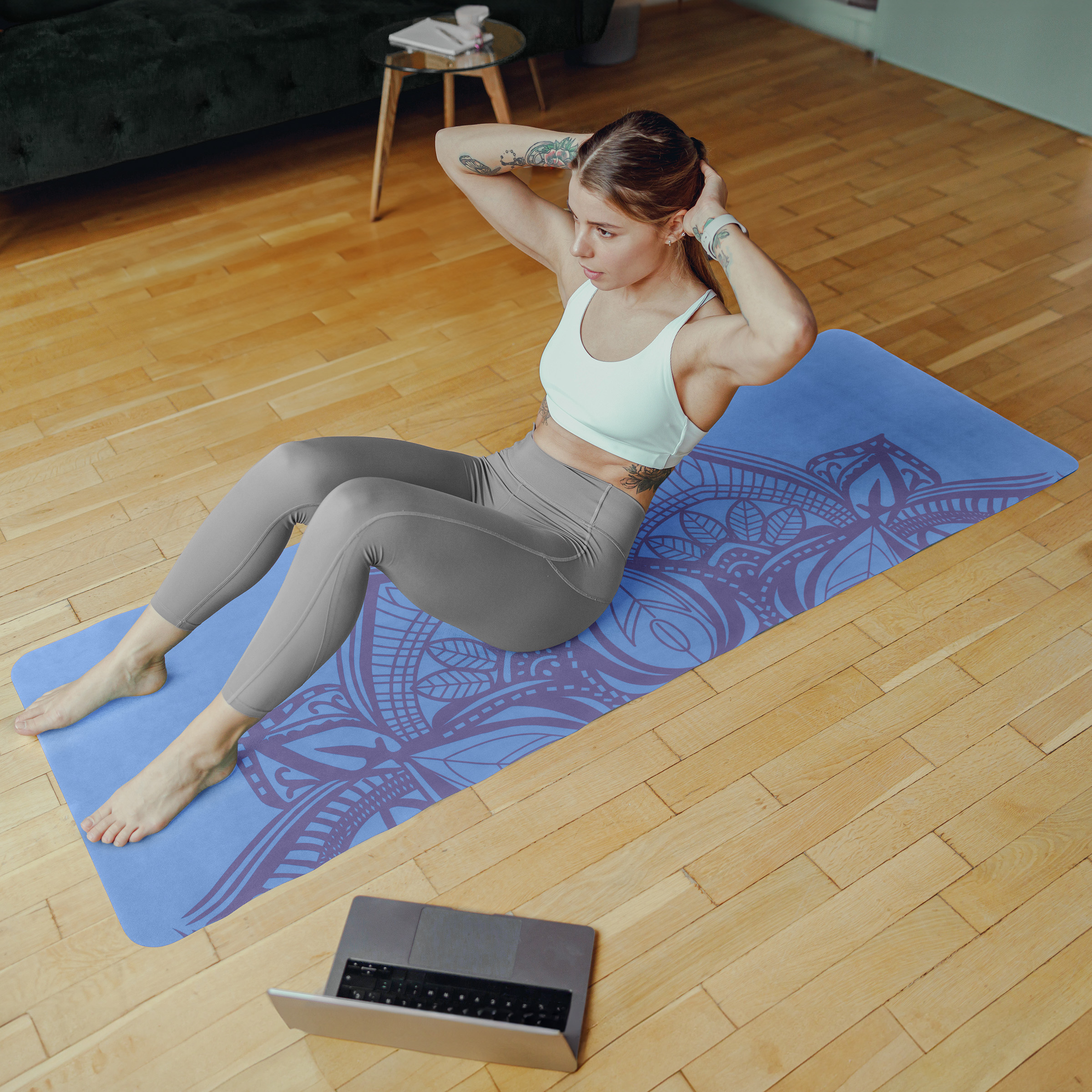 Eco-Friendly Non-Slip Yoga Mat with Carrying Strap - Ultra-Absorbent, Cushioned Fitness Floor Mat for Yoga, Pilates, and Home Workouts