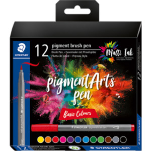 Pigment Arts Brush Pens, Basic Colors, Set of 12
