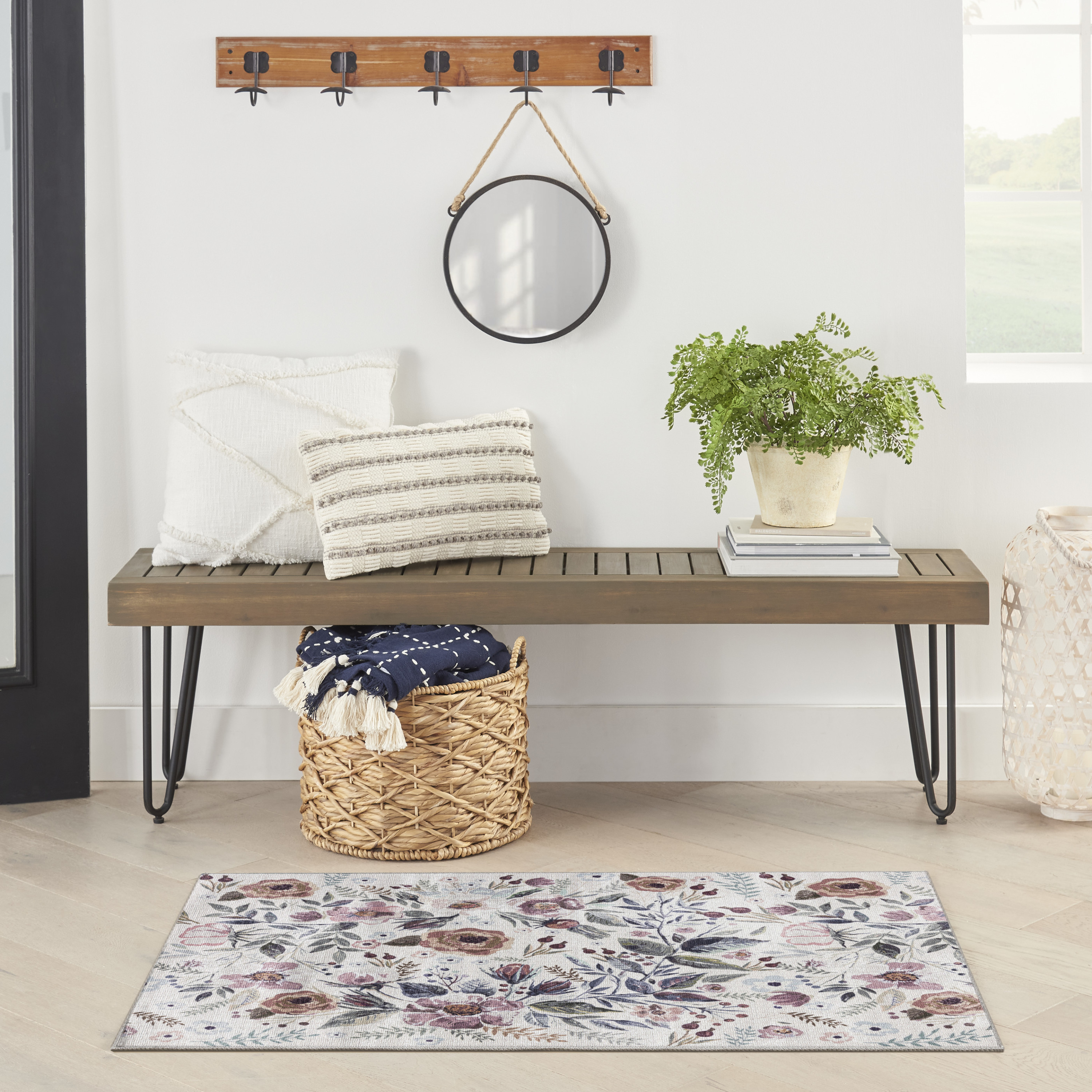 Nourison Nourison Washables 3' x 5' Ivory Pink Vintage Indoor Rug
