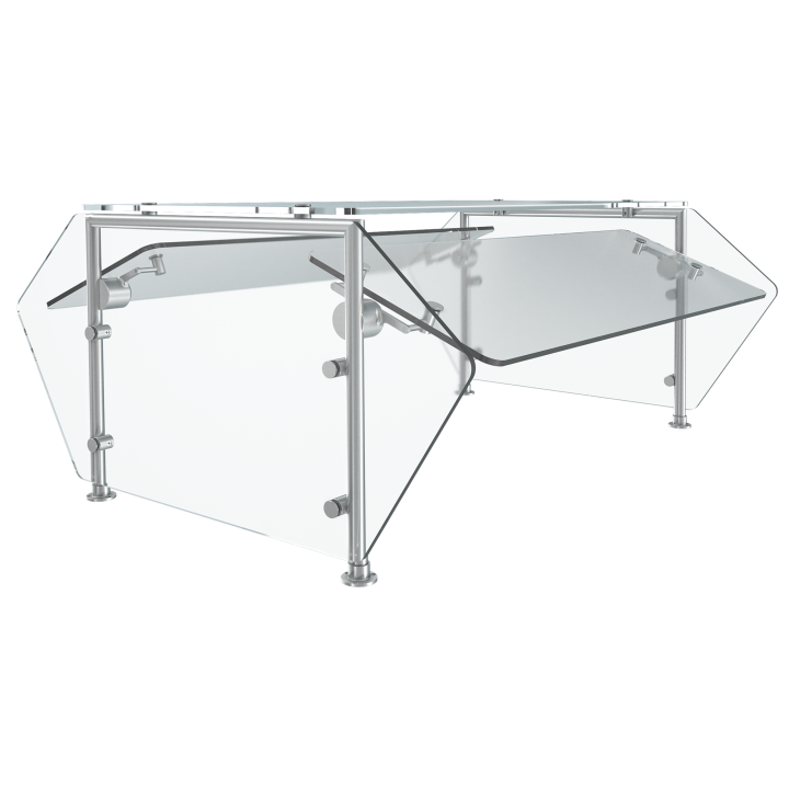 34 ½-inch 6-Series Velocity Adjustable Double-Sided Breath Guard for 2-Pan/Well Drop-Ins with 120-Volt Led Light Strip