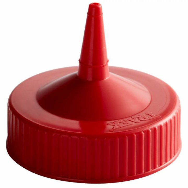 Traex® wide-mouth squeeze dispenser single-tip replacement cap in red