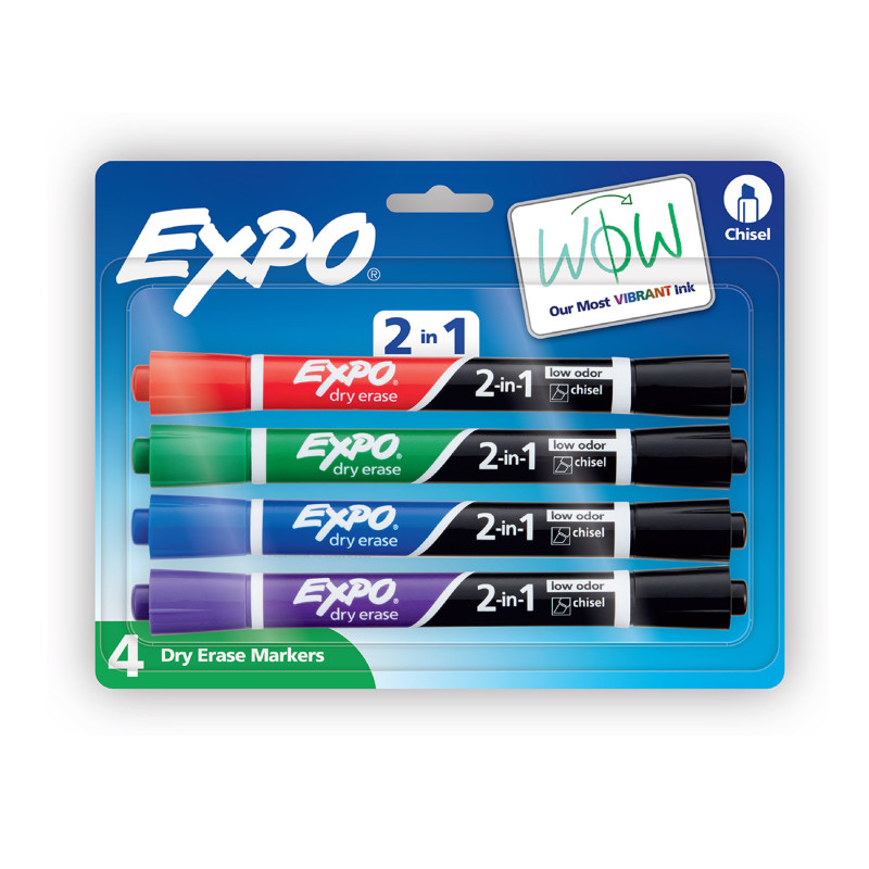 Dry+Erase+2-in-1+Markers%2C+Chisel+Tip%2C+Assorted%2C+4+Count