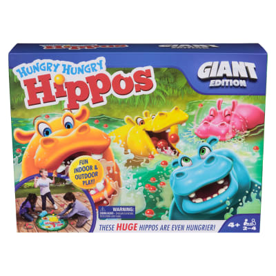 Spin Master Games, Hungry Hungry Hippos Giant Edition, Family Game for Indoor & Outdoor Play with Oversized Board, Preschool Activity, Screenless Activity for Kids, 2-4 Players, Ages 4 & Up
