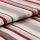 Striped woven fabric folded over itself, featuring red, gray, beige and white horizontal bands; textured knit surface; close-up product-style shot with soft, even lighting and shallow depth of field.