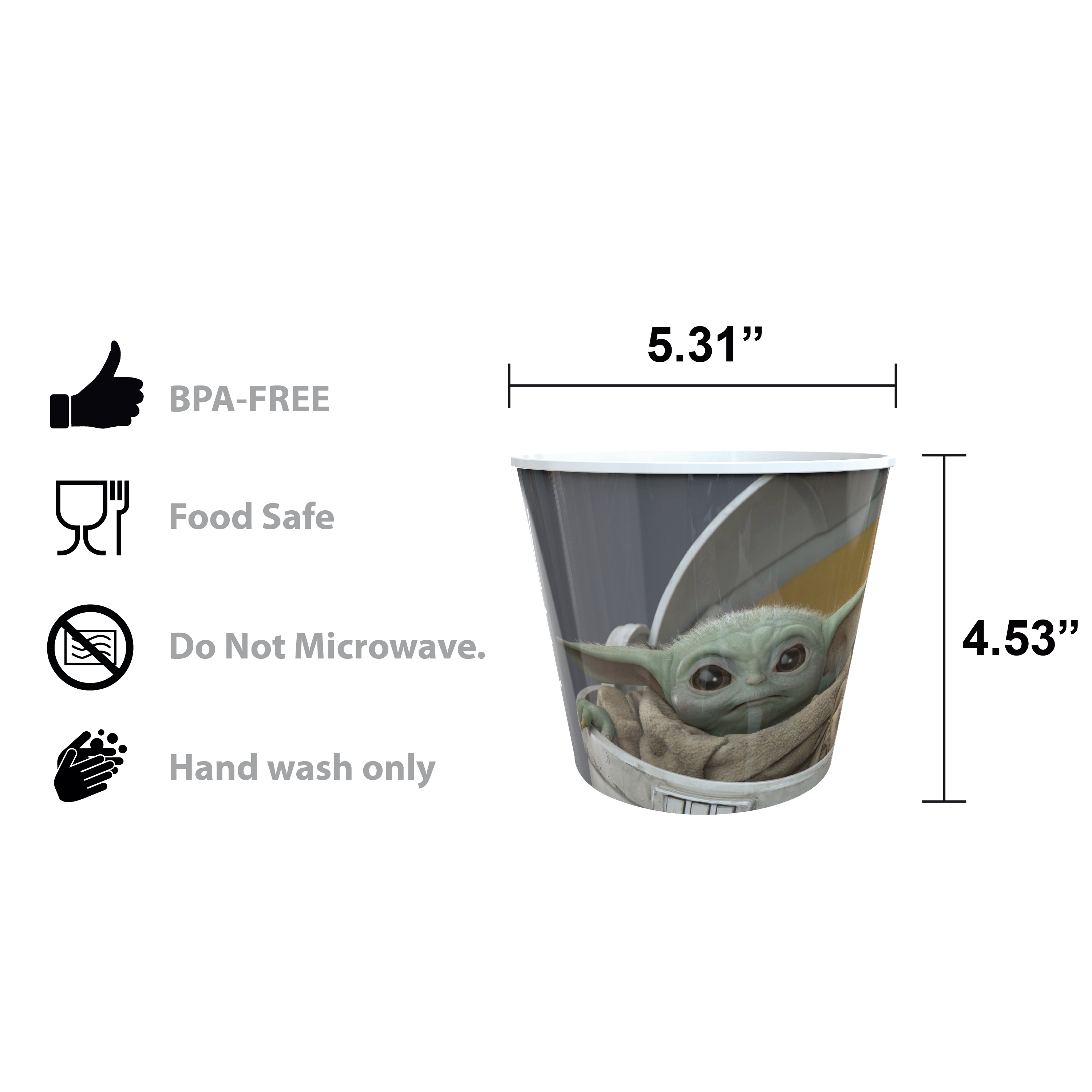 Star Wars: The Mandalorian Plastic Popcorn Container and Bowls, The Child (Baby Yoda), 5-piece set slideshow image 8 Star Wars: The Mandalorian Plastic Popcorn Container and Bowls, The Child (Baby Yoda), 5-piece set slideshow image 8