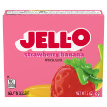 JELL-O Strawberry Banana Gelatin Dessert, 3 oz Box