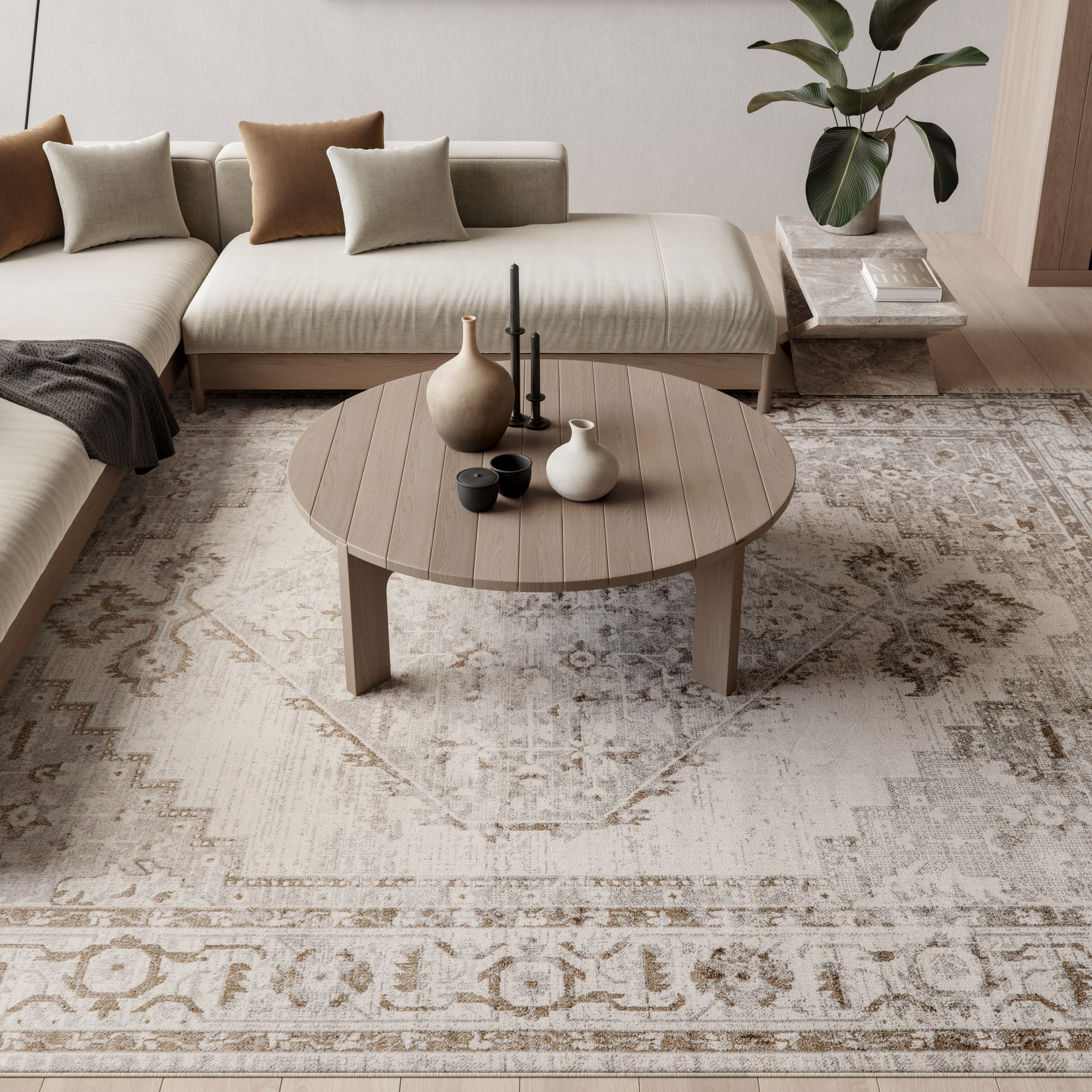 Nourison Astra Machine Washable 9' x 12' Grey Vintage Indoor Rug