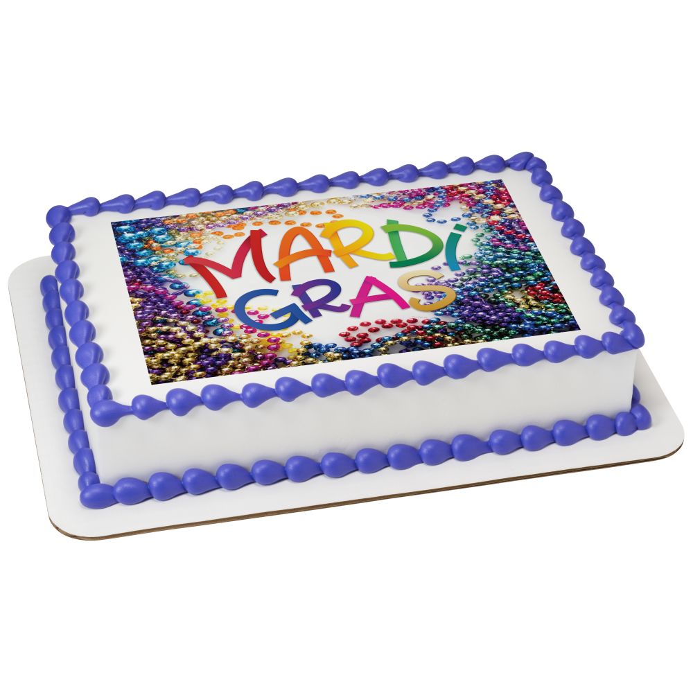 Image Cake Bright Mardi Gras Beads