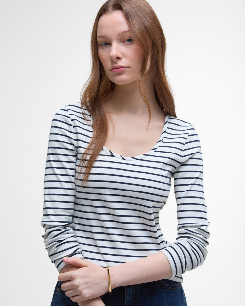 Blake Striped Long-Sleeved T-Shirt Cloud Stripe